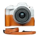 QIYAONUOボディーハーフケース Canon EOS R50専用 カメラケース ボディケース バッテリーの交換でき 三脚ネジ穴付き (ダークイエロー +YN015)