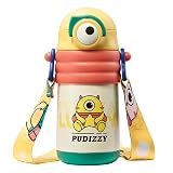 【bc babycare】 水筒 子供用 ステンレス マグボトル 450ml ストロー 専用 保冷 軽量 キャラクター ボトル かわいい マグ 洗いやすい プディ キッズ 通園 (イエロー (450ml))