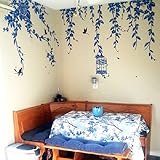 Pop Decors Removable Vinyl Art Wall Decals Mural, Elegant Leaves and Bird Cage with Flying Birds by 