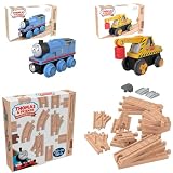 きかんしゃトーマス 木製レールシリーズ(Thomas) トーマスと仲間たち スターターセット - トーマス ケビン 直線&曲線拡張レール 3点セット- 乗り物おもちゃ 電車車両 レール 木のおもちゃ 2歳から マルチ HBJ85-91-HDX06