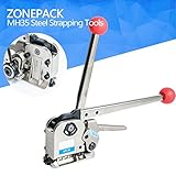ZONEPACK 手動バックルフリースチールベルトストラップマシン幅13-19ミリメートル(1/2 '' - 16/25 '')の厚さ0.5ミリメートル - 0.75ミリメートル(1/50インチ -