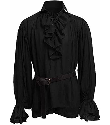 Amazon.co.jp: メンズフリルゴシックシャツ、中世スチームパンク