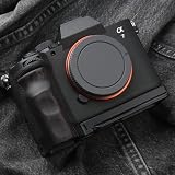RYDSCAM 実木 カメラグリップ 、対応 Sony ソニー a7v A7M5 α7V Alpha 7 Mark V カメラ専用 L型クイックリリース プレート·独自防滑指溝·超極細繊維植絨·高級珍木 木製ハンドル (紫光黒檀黒板-縦撮りプレート)