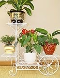 フラワーラック、アイロンヨーロッパスタイルの二階フロアスタイル66 * 69 * 25センチメートル ( 色 : 白 )