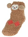 EOZY ベビー ソックス 新生児 赤ちゃん用 ルームソックス 滑り止め 靴下 もこもこ アニマル 動物 キッズソックス 女の子 男の子 くつ下 出産祝い Fブラウン