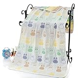 (newjp)ベビータオルケット　赤ちゃんガーゼケット　綿100％6重ガーゼ　おくるみ　アフガンにも　通気性抜群110×105 (ウサギ　)