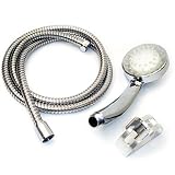 WAIWAIGOODS 虹色 レインボー シャワー ヘッド ホース ホルダー ３点 セット 電源不要 ＬＥＤ 発光 七色 変化 (Ｂ：シルバー)