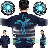 MoonValley 空調作業服 空調ウェア 作業着 夏 冷却服 風量30%UP 長袖ブルゾン ファンセット+ USBケーブル 付き ブラシ