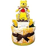 出産祝いに大人気！ ディズニー プーさんのおむつケーキ/赤ちゃん 内祝い 誕生日プレゼント ギフトセット 男の子 女の子 (パンパースM18 （1歳のお誕生日プレゼント用に）)