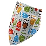 【ノーブランド品】ベビー用　コットン製　スタイ　よだれかけ　三角形　フクロウ柄