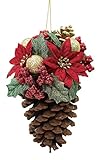 エルアーツ クリスマス オーナメント ポインセチアハンギングコーン 10×14cm・花径7cm E8961-00