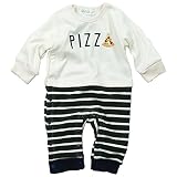 《秋冬春対応》SHORH KID'S(ショーキッズ) 裏シャギー起毛ピザモチーフ切替カバーオール 70cm/アイボリー NO.SD-71074