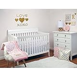 4ピースピンクホワイトゴールドベビーGirls XOXOベビーベッド寝具セット、ハートテーマ新生児Nurseryベッドセット幼児ソフト子Love Adorable紙吹雪メタリックBold Border