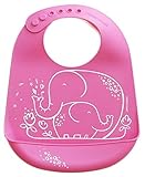 modern-twist Baby Silicone Bucket Bib, Elephant Hugs, Pink by Modern Twist [並行輸入品]