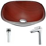Cansaシリーズdeco-glass容器シンクでリッチTimber with Crown蛇口inポリッシュクローム