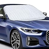 Favoto 車用サンシェード カーフロントカバー 強風対策設計 PEVAアルミホイル材 より強化磁石付き 凍結防止シート 霜よけ 車用雪対策 日よけ 防水 防風 雪 氷 車フロントカバー 軽自動車/普通車/SUV車に適用 車用サンシェード 遮光断熱 四季対応 軽自動車/普通車/SUV車に適用 (193*157*126cm)