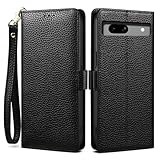 TUHUDOO ケース 手帳型 for Google Pixel 7a 用の ケース 手帳型 本革 牛革 カード収納 サイドマグネット式 横置きスタンド機能付き 上下にストラップホール付き ストラップ付 Google Pixel 7a ケース 柔軟なTPU素材 耐衝撃 全面保護【2023 新登場! 高級シュリンクカーフレザー】[Noble Series](P7a、ブラック)
