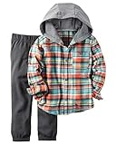 カーターズ Carter's シャツ ＆ ジョガー パンツ 2点セット & ベビー・デポ モスリン ウォッシュクロス 2-Piece Hooded Button-Front & Jogger Set 