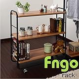 Fngo 3段ラック 木製ラック 金属 アイアン 収納家具 家具 収納 オープンシェルフ オープン 多目的 (ブラウン)