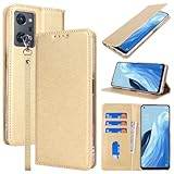 Pelanty OPPO Reno7 A ケース OPPO Reno9 A ケース手帳型 OPPO Reno 7A/ 9A 財布型カバー case PUレザー 薄型 reno7a/reno9a スマホケース ストラップ付き ベルトなし カード収納 マグネット式 スタンド機能 オッポ リノ7 A/ 9 A 携帯カバー 滑り止め 全面保護 耐衝撃 軽量 (ゴールド)