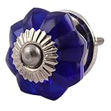 IndianShelfハンドメイドのセット2ガラスネイビーブルーSメロンキャビネットPullsドアハンドル引き出しノブ 20 Knobs 1.25 " ブルー GFK-96-1-20