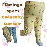 【codycoby】大人気フラミンゴプリントスパッツ夏用【UVカット】【モスカット】 90cm ブルー