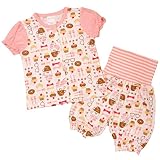 キッズパジャマ[enfant pur]女の子|女児|子供用カップケーキ|カフェ柄半袖(パフスリーブ)パジャマ上下セット 95cm ピンク