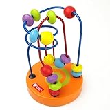 クラシック 知育玩具 指先トレーニング ミニ ビーズコースター (オレンジ)