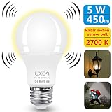 モーションセンサーライト電球5 Wスマート電球レーダーDusk to Dawn LEDモーションセンサーライト電球e26ベースインドアセンサーナイトライトソフトホワイト2700 Kアウトドアモーション