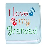 CafePress – I Love Grandad Baby Blanket – スーパーソフトベビー毛布、新生児おくるみ 標準 ブルー 655837448-0-98-0
