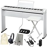 CASIO (カシオ) PX-S1100WE ホワイト【専用スタンド(CS-68P)、3本ペダル (SP-34)、椅子、ヘッドフォン(ATH-S100)、巾着、オリジナル楽器クロスセット】Privia (プリヴィア) 電子ピアノ ホワイト 『ペダル・譜面立て付属』