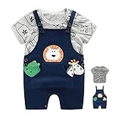 【SEBLES】ベビー 赤ちゃん 半袖 ラウンドネック シャツ Tシャツ オーバーオール セット カジュアル 0歳 1歳 2歳 3歳 ソフト コットン(タイプC,90)