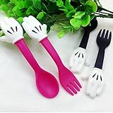 Quner ベビーフォーク スプーン ディズニー ミッキー (1.5歳から対象) ディズニーキャラクターと一緒にじょうずに食べられる