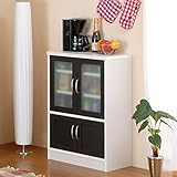 【完成品＋開梱設置サービス付き】 ミニ 食器棚 キッチン 収納 ストッカー キッチンボード 〔ロータイプ〕