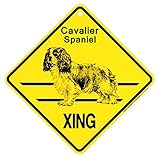 Cavalier Spaniel XING サインボード：キャバリアスパニエル 横断 注意 英語 看板 Made in U.S.A [並行輸入品]