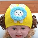 帽子 ベビー　キャップ キッズ　子供ハット かつら ウィッグ 付き 新生児 女の子 ヘアバンド ヘアアクセサリー 美しい花 (H)