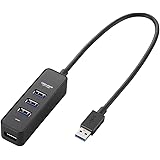 エレコム USB3.0 ハブ 4ポート バスパワー マグネット付 ブラック MacBook / Surface Pro / Chromebook他 ノートPC Nintendo Switch対応 U3H-T405BBK