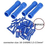 Ltvystore 200PCS 16-14 Gauge Butt Insulated Splice Terminals Electrical Wire Crimp Connectors Kit As