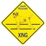 Jack Russell XING サインボード：ジャックラッセル 横断 注意 英語 看板 Made in U.S.A [並行輸入品]