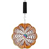 Sunnydaze Reflective Gold Dust 3d Whirligig Wind Spinner withフック、12-inch、Battery Poweredモーター