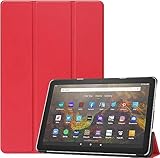 Fire HD 10 Plus ケース Fire HD 10 2021 ケース【Trocent】Fire HD 10/ HD 10 Plus 2021年発売 第11世代 ケース 三つ折 スタンド機能付き 手帳型 超薄型 内蔵マグネット開閉式 PUレザー オートスリープ機能付き 落下防止 衝撃吸収 (赤)