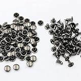 KUKU工房 片面カシメ 100組セット レザークラフト材料 (頭8mm 足8mm, ブラック)