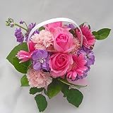 お任せアレンジ・バラと季節の花の籠アレンジ