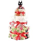 おむつケーキ ジジ 魔女の宅急便 ジブリ 3段 出産祝い ベビーギフト タオル ガラガラ スタイ ぬいぐるみ jiji9