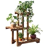フラワースタンド フラワースタンド 木製 - ソリッドウッドカーボングリルバルコニーフラワースタンドリビングルームフラワーシェルフマルチレイヤーマルチ屋内花鉢シェルフ