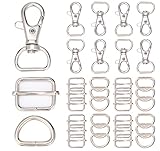 ナスカン 7個 Dカン14個 リュックカン レバーナスカン移動カン14個 レザー 金具 ハンドメイド バックル (内径13mm, シルバー)