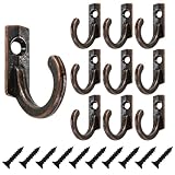 壁付けフック 吊り下げ収納 ネジ付 10本 レッドブロンズ アンティーク フック アンティーク調 NYANDELMO ND-0167-R04-RD-10