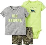 カーターズ carter's アパレル baby line 男の子3点セット ロンパース Tシャツ ショートパンツ イエロー グレー カーキ 綿 121G506 【並行輸入品】 6ヶ月