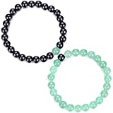 KSQS Long Distance Bracelets For Couples, His And Hers Black Onyx Turquoise Forever Stone Bead Bracelet For Lovers, Crystal H