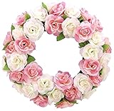 エルアーツ 造花 ローズリース 直径20cm ピンク E3482-02